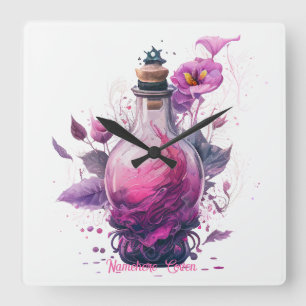 Erstellen Sie Ihre eigene Flora-Flasche Quadratische Wanduhr