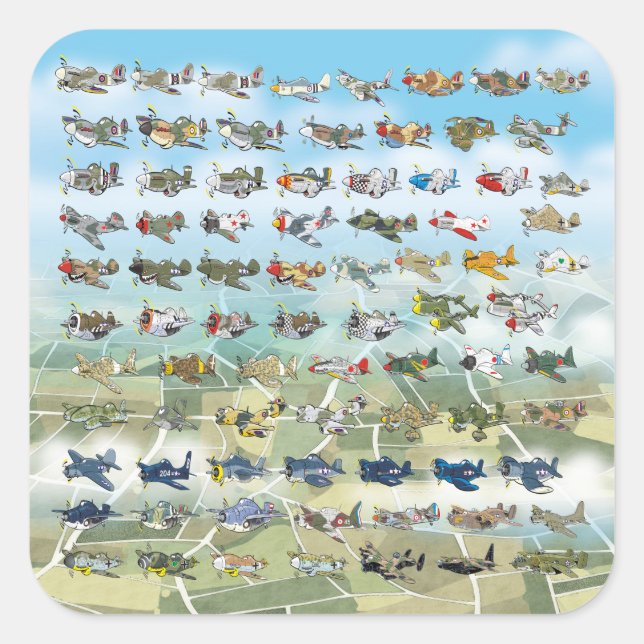 erstellen Sie Ihre eigene Flugzeugkarikatur Quadratischer Aufkleber (Vorderseite)