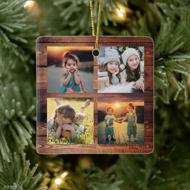 Erstellen Sie Ihre eigene Foto-Collage einzigartig Keramikornament (Baum)