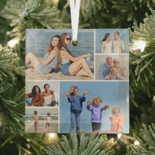 Erstellen Sie Ihre eigene Foto-Collage mit 6 Fotos Ornament Aus Glas