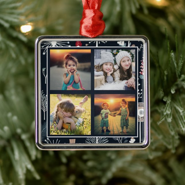 Erstellen Sie Ihre eigene Foto-Collage Ornament Aus Metall (Baum)