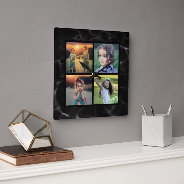 Erstellen Sie Ihre eigene Foto-Collage Quadratische Wanduhr (Büro)