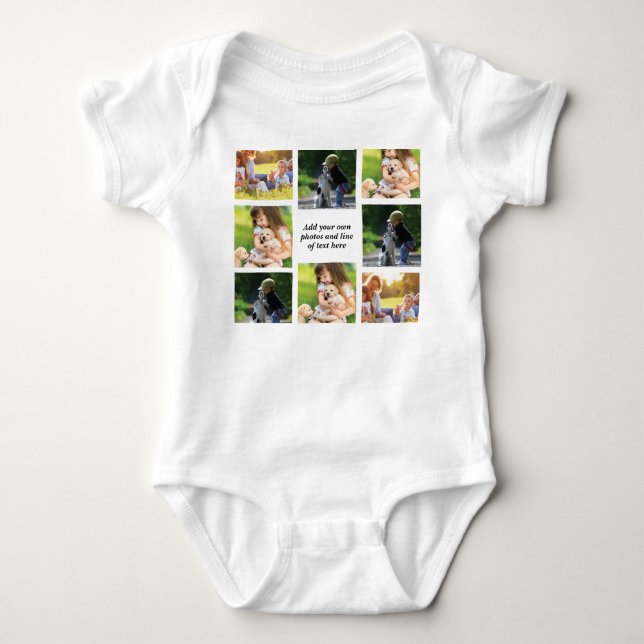 Erstellen Sie Ihre eigene Foto-Collage und -Text Baby Strampler (Vorderseite)