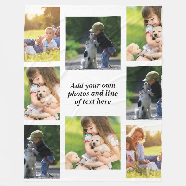 Erstellen Sie Ihre eigene Foto-Collage und -Text Fleecedecke (Vorderseite)