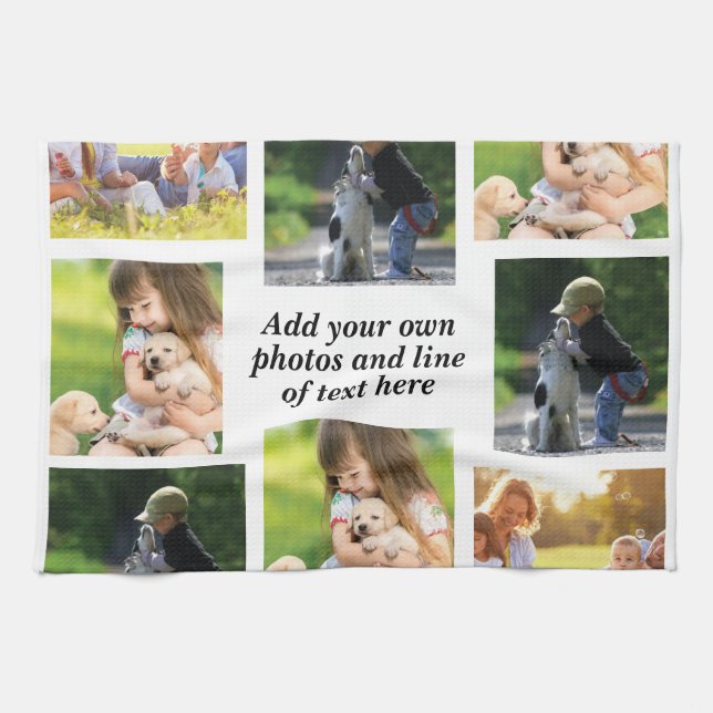 Erstellen Sie Ihre eigene Foto-Collage und -Text Geschirrtuch (Horizontal)