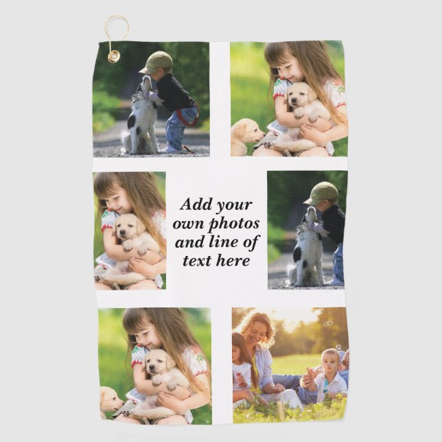 Erstellen Sie Ihre eigene Foto-Collage und -Text Golfhandtuch (Vorderseite)