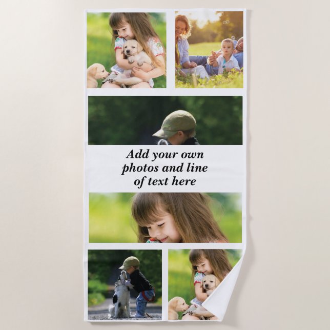 Erstellen Sie Ihre eigene Foto-Collage und -Text Strandtuch (Vorderseite)