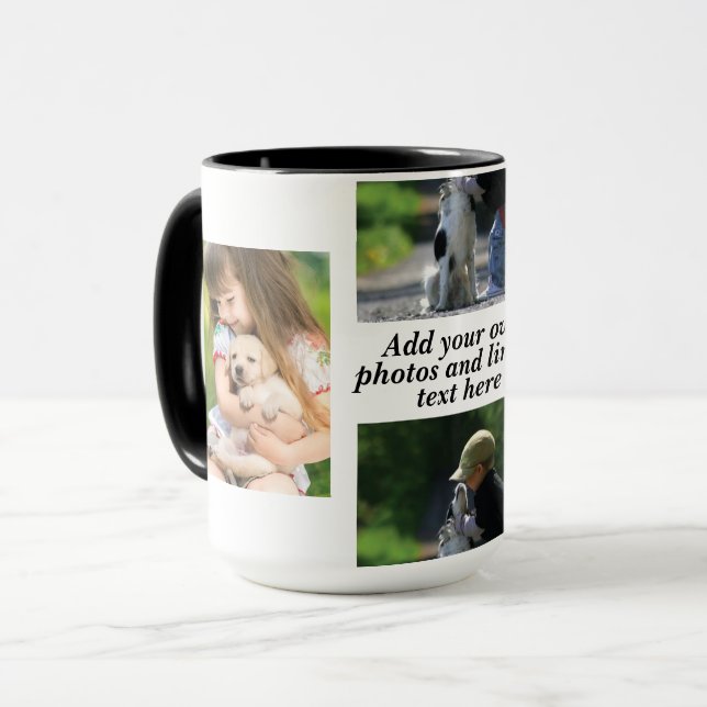 Erstellen Sie Ihre eigene Foto-Collage und -Text Tasse (Vorderseite Links)