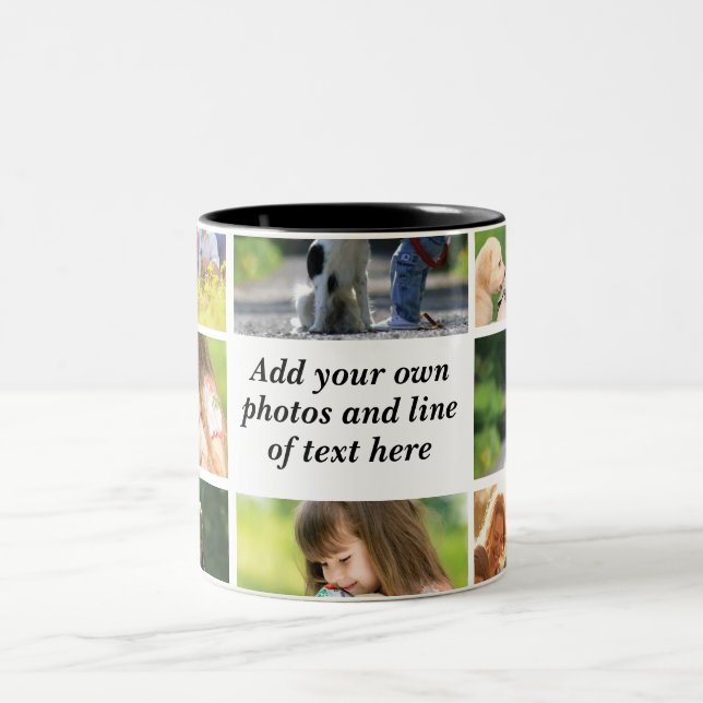 Erstellen Sie Ihre eigene Foto-Collage und -Text Zweifarbige Tasse (Mittel)