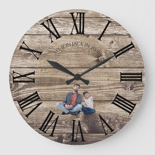 Erstellen Sie Ihre eigene Foto-Rustikal-Holzuhr Große Wanduhr