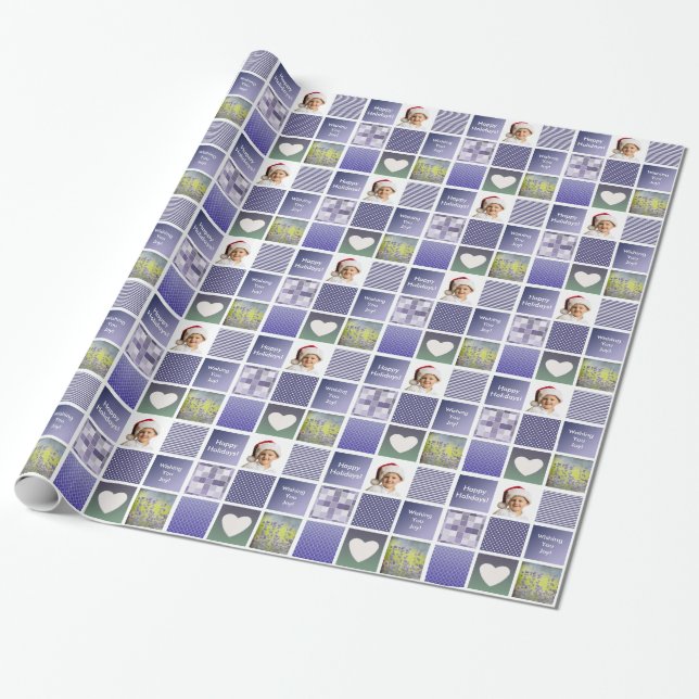 Erstellen Sie Ihre eigene FotoCollage Lila Geschenkpapier (Ungerollt)