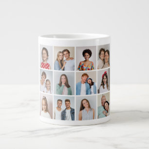 Erstellen Sie Ihre eigene Fotocollage mit 12 Fotos Jumbo-Tasse