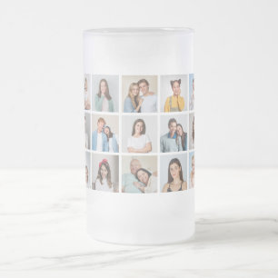 Erstellen Sie Ihre eigene Fotocollage mit 15 Fotos Mattglas Bierglas