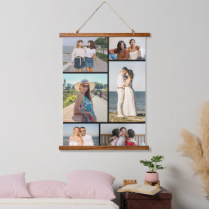 Erstellen Sie Ihre eigene Fotocollage mit 6 Fotos Wandteppich Mit Holzrahmen