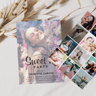 Erstellen Sie Ihre eigene FotoCollage Sweet 16 Geb Einladung