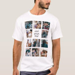 Erstellen Sie Ihre eigene FotoCollage T-Shirt<br><div class="desc">Personalisierter Foto T - Shirt mit 11 quadratischen Bildern zum Umstieg auf das eigene Format und einer leicht bearbeitbaren Textvorlage. Foto Tipp: Fotos in Quadrate schneiden, bevor Sie sicherstellen, dass Betreff im Zentrum für beste Ergebnisse ist.</div>
