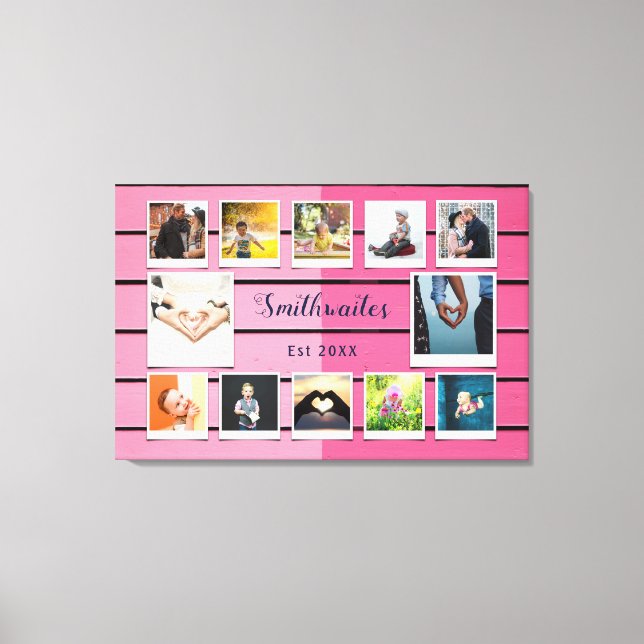 Erstellen Sie Ihre eigene Fotocollage Vorlage Pink Leinwanddruck (Vorderseite)