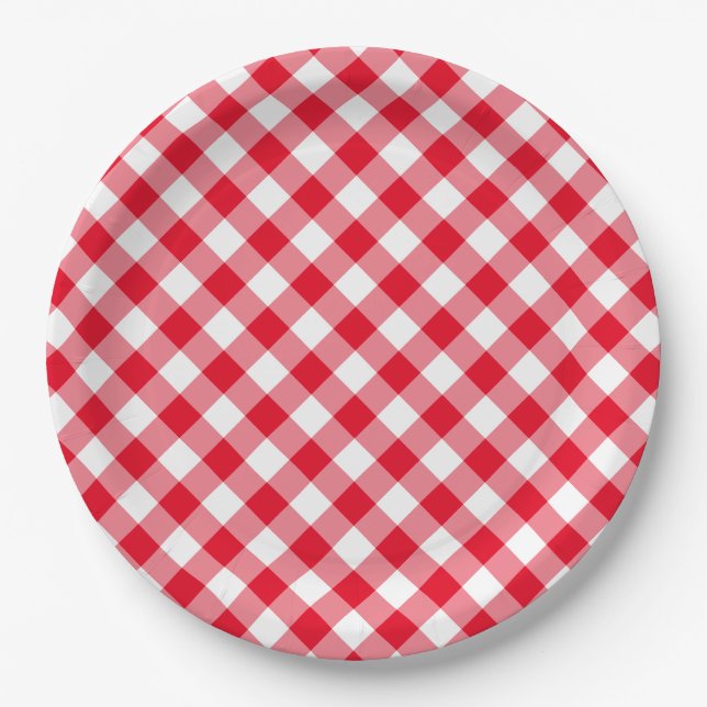 Erstellen Sie Ihre eigene Gingham Country Wedding Pappteller (Vorderseite)