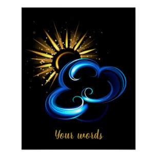 Erstellen Sie Ihre eigene goldene Sonne und blaue Poster