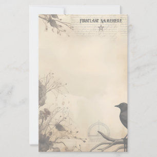Erstellen Sie Ihre eigene gotische Raben-Blumen-Sc Briefpapier