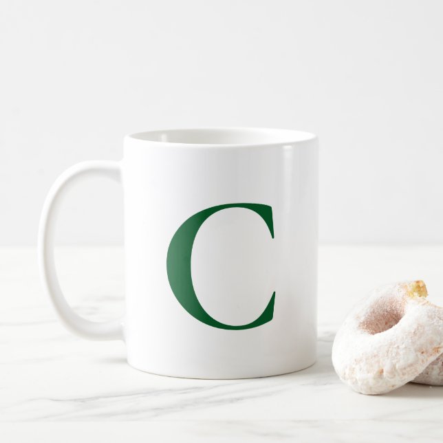 Erstellen Sie Ihre eigene große grüne Monogram Kaffeetasse (Mit Donut)