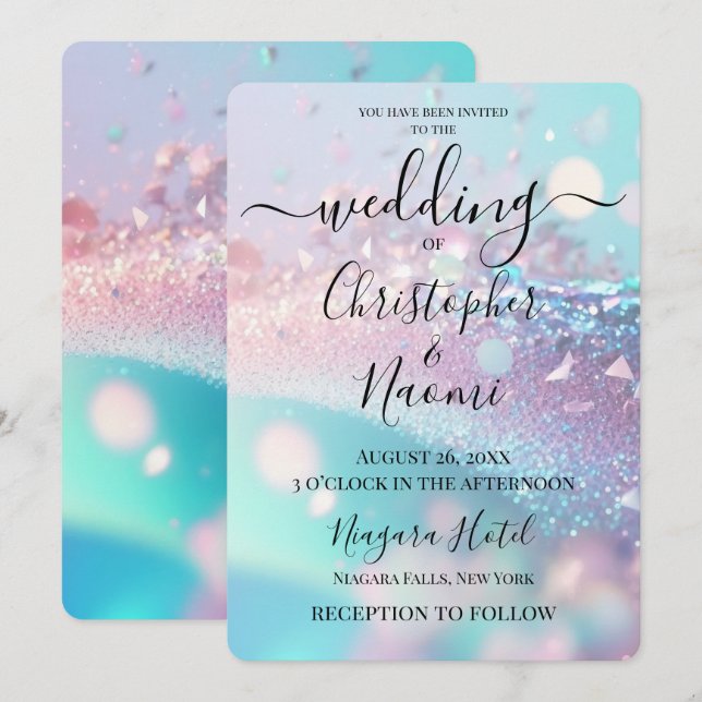 Erstellen Sie Ihre eigene Hochzeit in rosa und Cya Einladung (Vorne/Hinten)