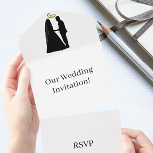 Erstellen Sie Ihre eigene Hochzeit RSVP White All In One Einladung