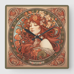 Erstellen Sie Ihre eigene Jugendstil-Jungfrau Neod Quadratische Wanduhr