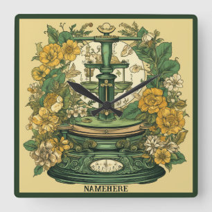 Erstellen Sie Ihre eigene Jugendstil-Libra Zodiac Quadratische Wanduhr