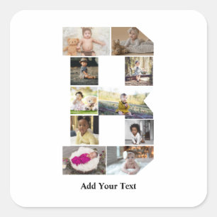 Erstellen Sie Ihre eigene Letter-B-FotoCollage Quadratischer Aufkleber