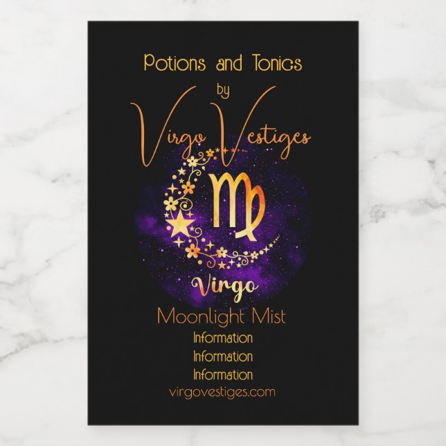 Erstellen Sie Ihre eigene Lila Himmelsvirgo Zodiac Weinetikett (Einzelnes Label)