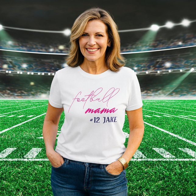 Erstellen Sie Ihre eigene, maßgeschneiderte Footba Tri-Blend Shirt (Modern minimalist Football Mama shirt in pink + black. Add player name and jersey number.
)