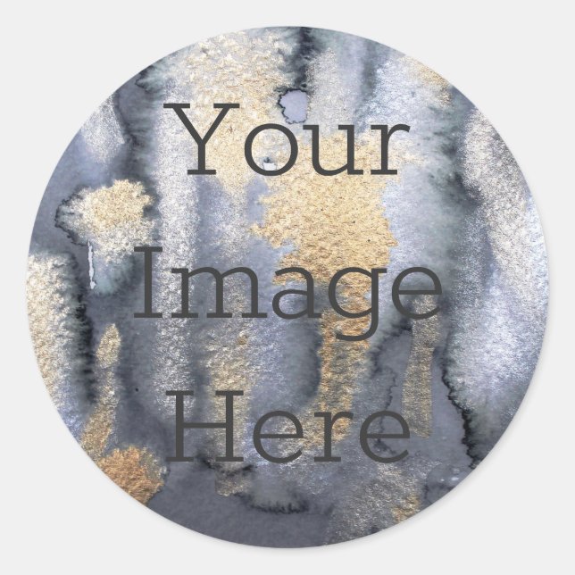 Erstellen Sie Ihre eigene Metallic Gold und Gray W Runder Aufkleber (Vorderseite)