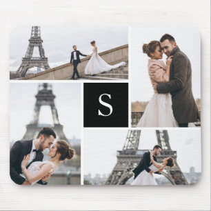 Erstellen Sie Ihre eigene Mit Monogramm 4-Foto Col Mousepad