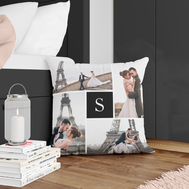 Erstellen Sie Ihre eigene Mit Monogramm 5-Foto Col Kissen (Von Creator hochgeladen)
