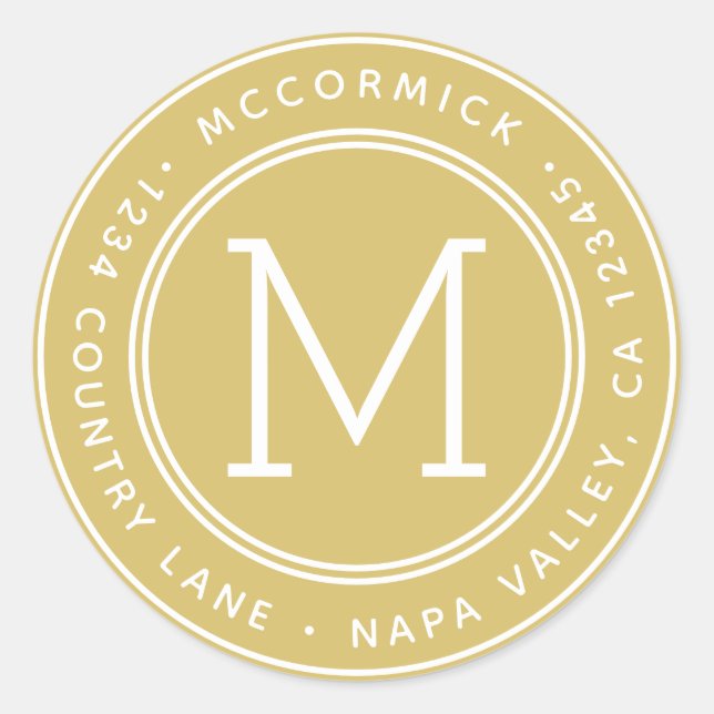 Erstellen Sie Ihre eigene Monogram-Rücksendeadress Runder Aufkleber (Vorderseite)