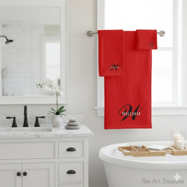 Erstellen Sie Ihre eigene Monogramm-Farbenanpassun Badhandtuch Set (Von Creator hochgeladen)