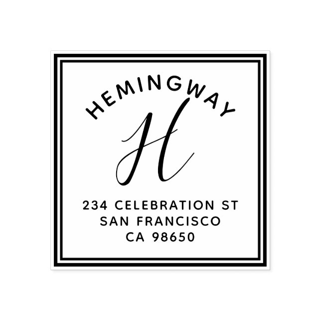 Erstellen Sie Ihre eigene Monogramm-Script-Rücksen Gummistempel (Prägung)