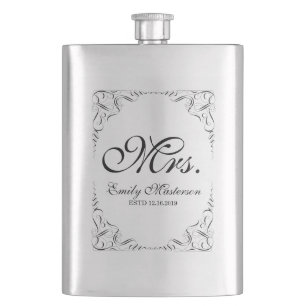 Erstellen Sie Ihre eigene Mr. Mrs. Seine Wedding M Flachmann