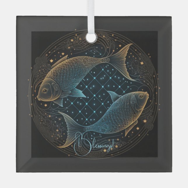 Erstellen Sie Ihre eigene mystische Astrologie Fis Ornament Aus Glas (Vorderseite)