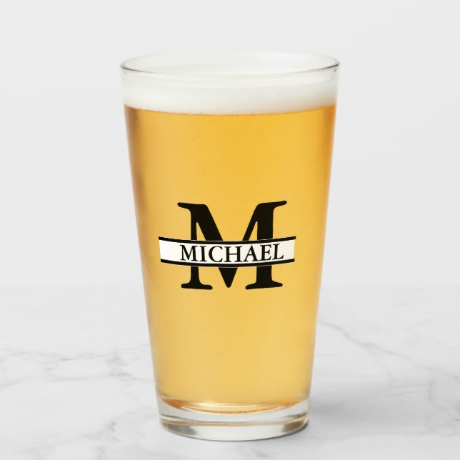 Erstellen Sie Ihre eigene Name Monogram Beer Glas (Vorne (Gefüllt))