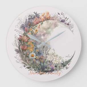 Erstellen Sie Ihre eigene neblige Frühlingsblumen- Große Wanduhr