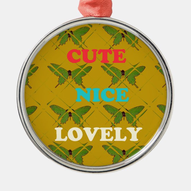 Erstellen Sie Ihre eigene Niedliche schöne, hübsch Silbernes Ornament (Vorne)