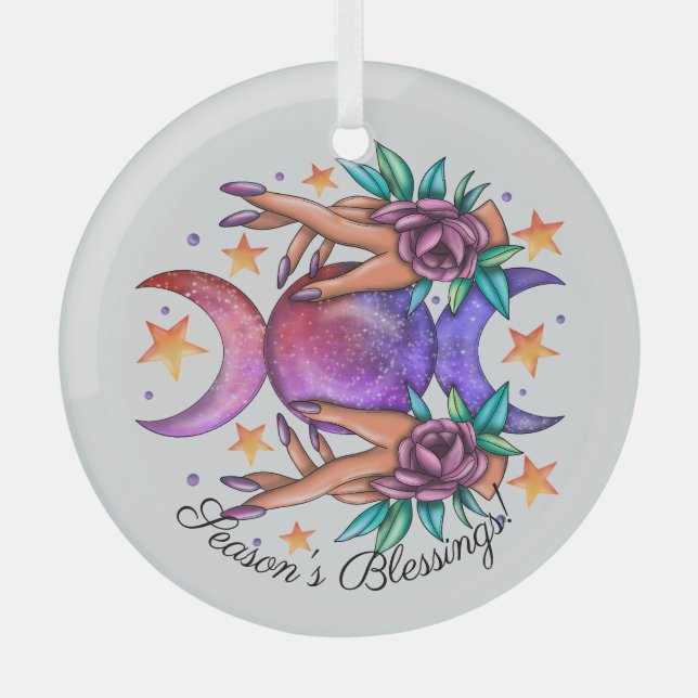 Erstellen Sie Ihre eigene Niedliche Triple Moon Go Ornament Aus Glas (Vorderseite)