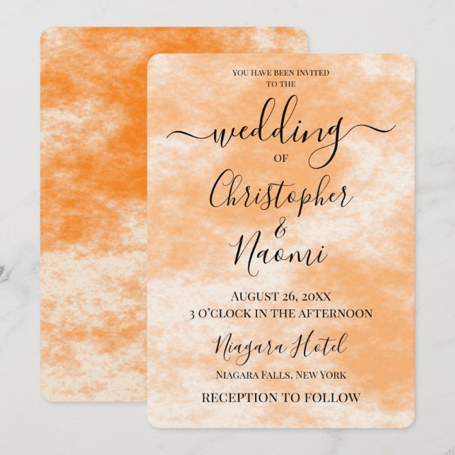 Erstellen Sie Ihre eigene Orange & White Textur Einladung (Vorne/Hinten)