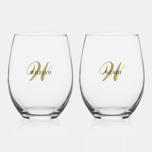 Erstellen Sie Ihre eigene personalisierte Monogram Weinglas Ohne Stiel