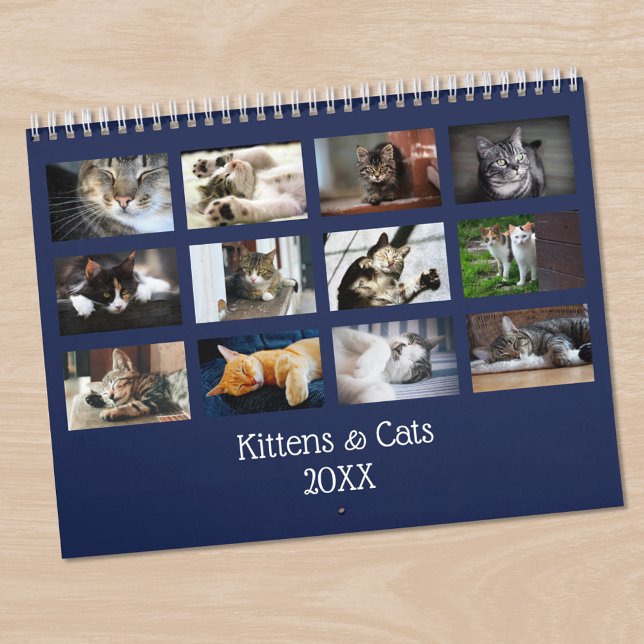 Erstellen Sie Ihre eigene Pet Foto Navy Blue Cover Kalender (Create Your Own Pet Photo Navy Blue Cover Calendar, in situ)