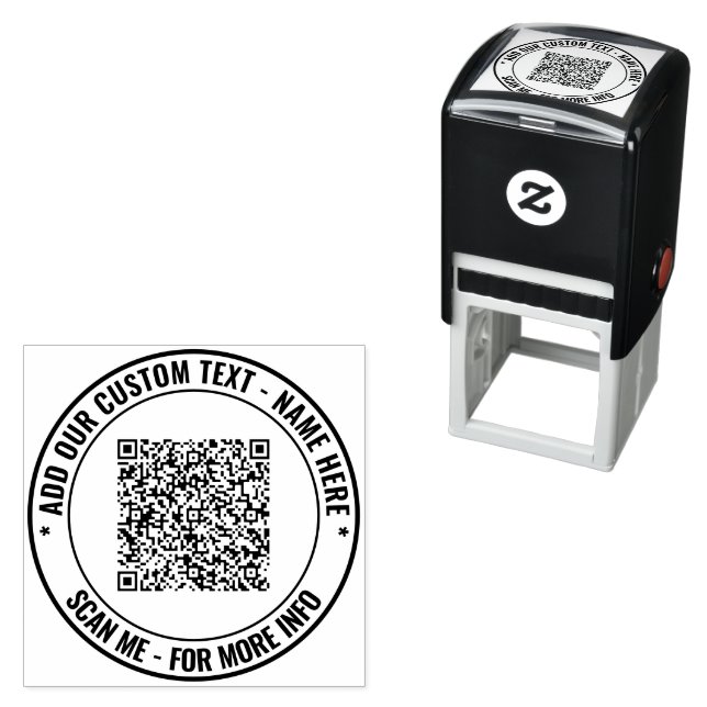 Erstellen Sie Ihre eigene QR-Code-Rundstempelvorla Permastempel (Beispiel)