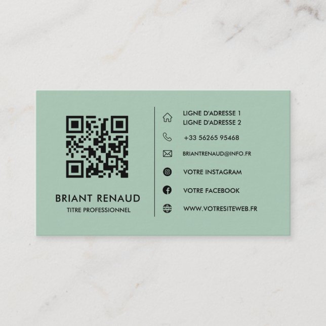 Erstellen Sie Ihre eigene QR-Visitenkarte Visitenkarte (Vorderseite)