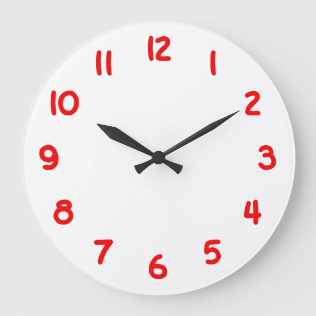 Erstellen Sie Ihre eigene Red Number Große Wanduhr (Vorderseite)